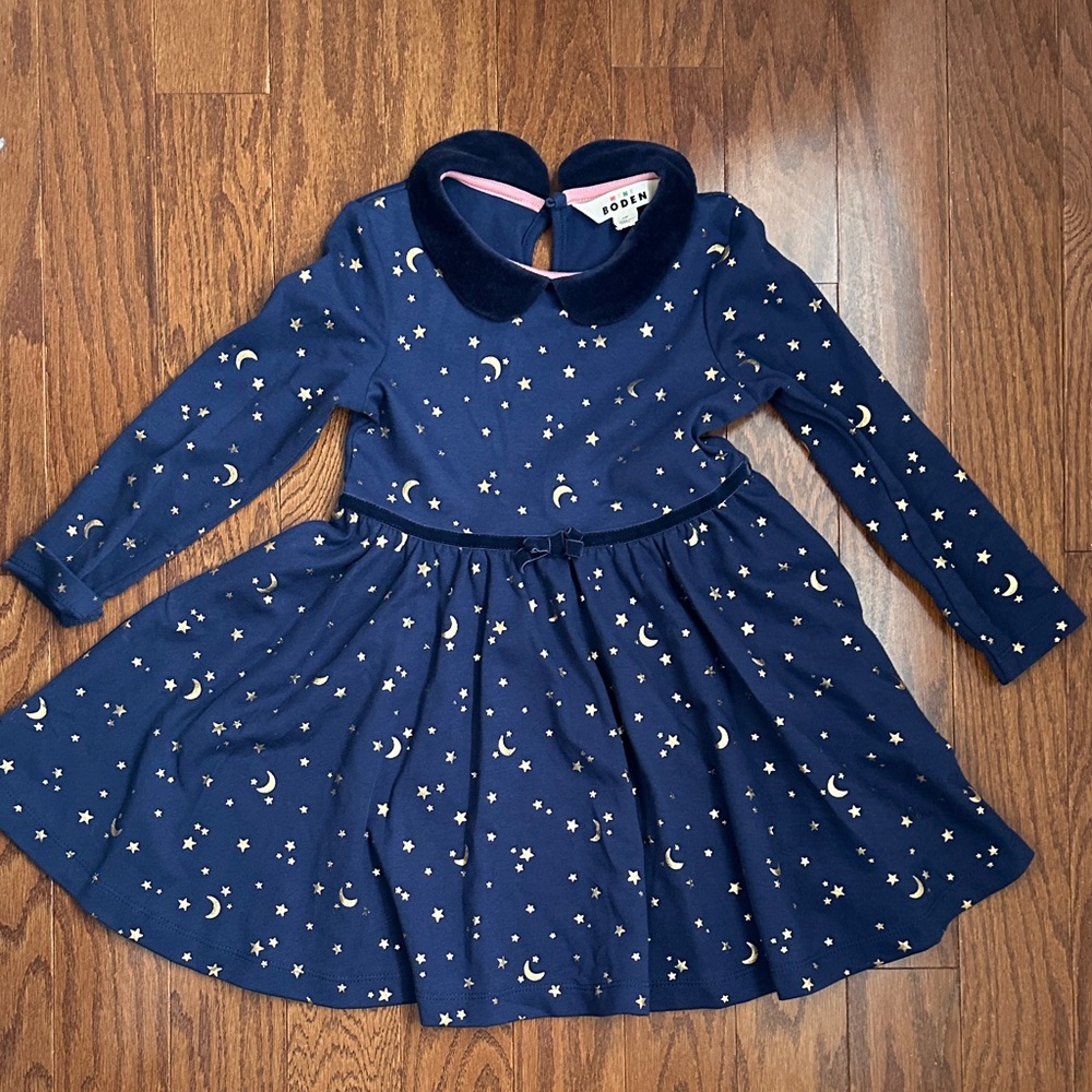Mini Boden Navy Starry Night Kids Dress